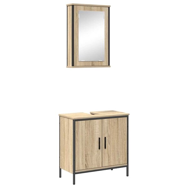 vidaXL Ensemble de mobilier de salle de bain avec étagère 2 Pièces Marron