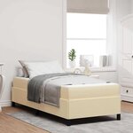 vidaXL Lit à ressorts Crème  Noir 100 x 200 cm Tissu  Bois Engineered