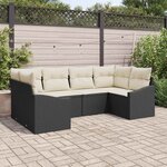 vidaXL Ensemble de canapé de jardin avec coussin 6 Pièces Noir  Crème
