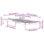 vidaXL Cadre de lit avec tables de chevet Brun cire 100 x 210 cm