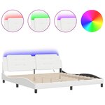 vidaXL Cadre de lit avec lumières LED blanc 200x200 cm similicuir