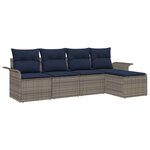 vidaXL Ensemble de canapé de jardin avec stockage 5 Pièces Gris polyrotin