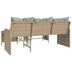 vidaXL Canapé de jardin table et coussins en forme de L mélange beige