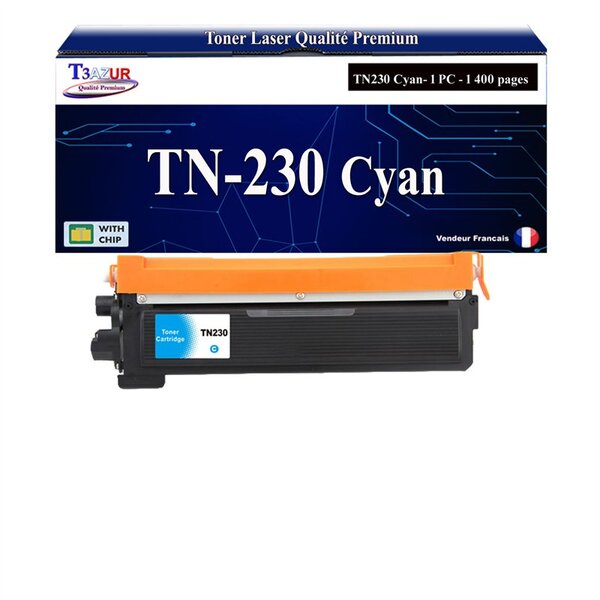 T3AZUR - Toner compatible avec Brother MFC-9120CN  MFC-9320CW  TN-230 Cyan - 1 400 pages - T3AZUR