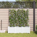 vidaXL Bac à fleurs avec Treillis 3 Pièces Blanc 120 x 40 x 143 cm PP