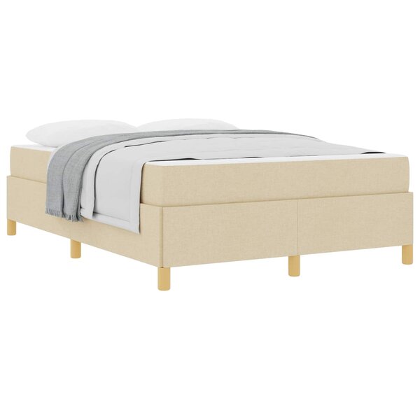 vidaXL Cadre de lit avec matelas Crème 140 x 200 cm tissu