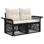 vidaXL Ensemble de canapé de jardin 13 Pièces Noir et blanc crème