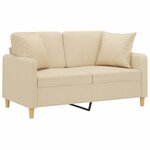 vidaXL Canapé 2 places avec oreillers décoratifs crème 120 cm tissu