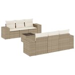 vidaXL Salon de jardin avec coussins 7 Pièces beige résine tressée