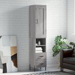 vidaXL Buffet haut Sonoma gris 34 5x34x180 cm Bois d'ingénierie