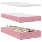 vidaXL Cadre de lit ottoman avec matelas rose 180x200 cm velours