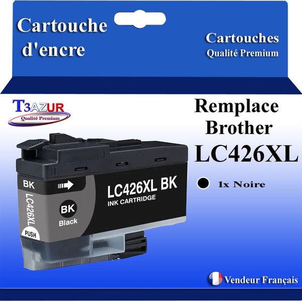 T3AZUR- Cartouche compatible avec Brother LC426 XL pour Brother MFC-J4540DW XL  MFC-J4540DWT Noire