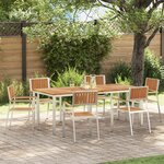 Set de repas de jardin 7 pièces en bois massif Teck vidaXL