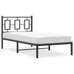 vidaXL Cadre de lit métal sans matelas avec tête de lit noir 90x200 cm