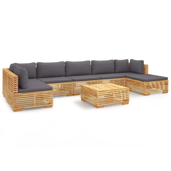 vidaXL Salon de jardin 8 Pièces avec coussins Bois de teck solide