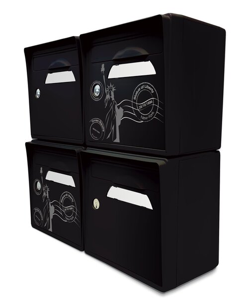 Pack de 4 boîtes aux lettres murales - 2x "New york" - 2x "Noir intense"