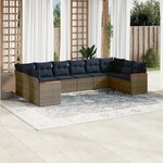 vidaXL Salon de jardin 10 Pièces avec coussins gris résine tressée