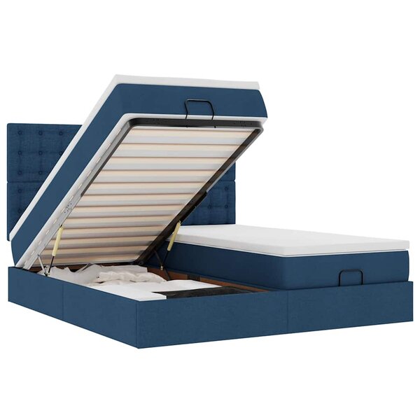 VidaXL Cadre de lit ottoman avec matelas bleu 200x200cm tissu