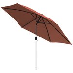 vidaXL Parasol de jardin avec lumières LED et mât en acier terre cuite