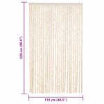 vidaXL Rideau anti-mouches beige et blanc 118x220 cm chenille