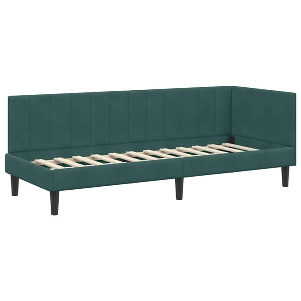 vidaXL Cadre de lit d'angle Vert foncé 80 cm x 200 cm tissu