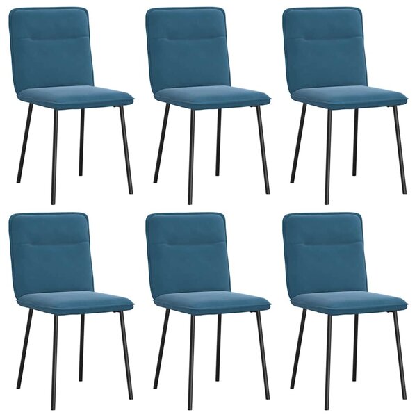 vidaXL Chaises à manger lot de 6 bleu velours