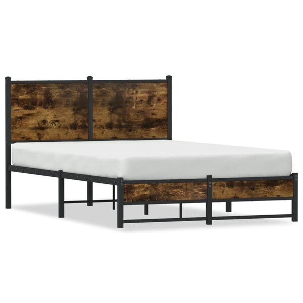 vidaXL Cadre de lit en métal sans matelas chêne fumé 120x190 cm