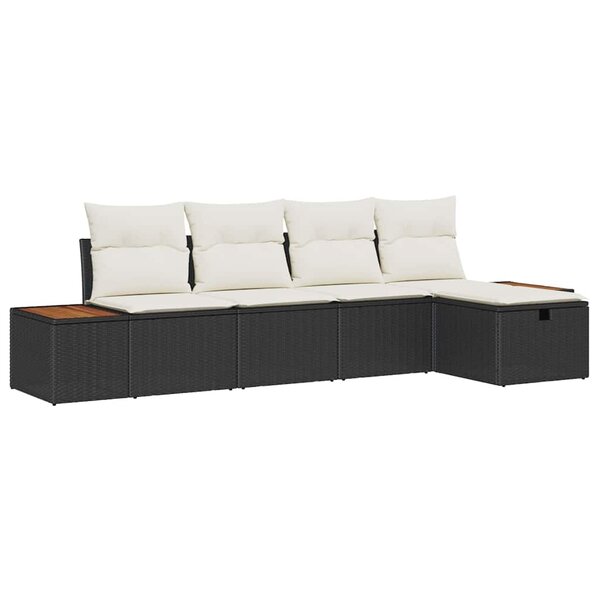 vidaXL Ensemble de canapé de jardin 5 Pièces Noir Poly rotin