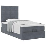 vidaXL Cadre de lit ottoman avec matelas gris foncé 100x200 cm velours