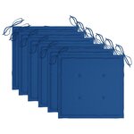 vidaXL Chaises de jardin lot de 6 et coussins bleu royal Bois de teck