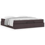 vidaXL Cadre de lit avec stockage Marron foncé 180 x 200 cm tissu