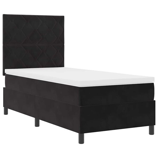 vidaXL Lit à ressorts avec matelas Noir 100 x 200 cm Velours