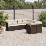 vidaXL Salon de jardin 8 Pièces avec coussins marron résine tressée