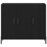 vidaXL Buffet en chêne noir 90x34x80 cm en bois d'ingénierie