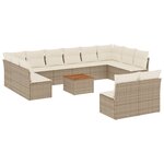 vidaXL Salon de jardin avec coussins 13 Pièces beige résine tressée