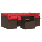 vidaXL Ensemble de canapé de jardin 7 Pièces Marron Poly Rattan