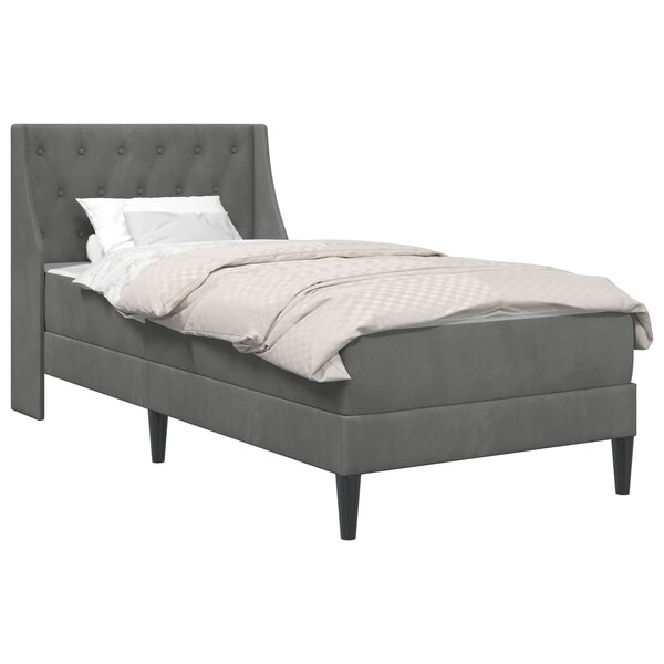 vidaXL Cadre de lit avec matelas Gris foncé 80 x 200 cm Velours