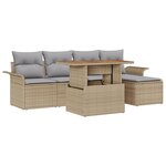 vidaXL Ensemble de Salle à Manger de Jardin 6 pièces avec Coussins Beige en Rattan Poly Acacia
