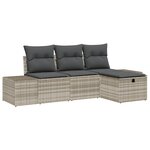 vidaXL Ensemble de Canapés de Jardin de 4 pièces avec Coussins en Poly Rotin Gris Clair