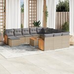 vidaXL Salon de jardin avec coussins 13 Pièces beige résine tressée