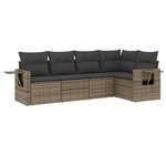 vidaXL Salon de jardin 5 Pièces avec coussins gris résine tressée