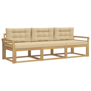 vidaXL Ensemble de canapés d'extérieur 3 pc Blanc et Beige Polyester