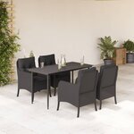 vidaXL Ensemble à manger de jardin coussins 5Pièces Noir Résine tressée