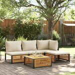 vidaXL Salon de jardin avec coussins 5 Pièces Bois d'acacia solide