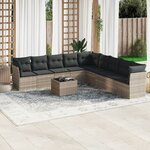 vidaXL Salon de jardin avec coussins 10 Pièces gris clair résine tressée