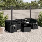 vidaXL Salon de jardin 8 Pièces avec coussins noir résine tressée