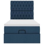 vidaXL Cadre de lit ottoman avec matelas bleu 90x190 cm tissu