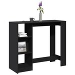 vidaXL Table de bar avec étagère noir 124x46x103 5cm bois d'ingénierie