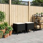 vidaXL 2 pc Pouf de Jardin Rotin PE Noir et Crème