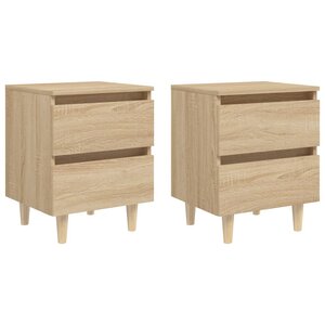 vidaXL Tables de chevet pieds en pin 2 Pièces chêne sonoma 40x35x50 cm